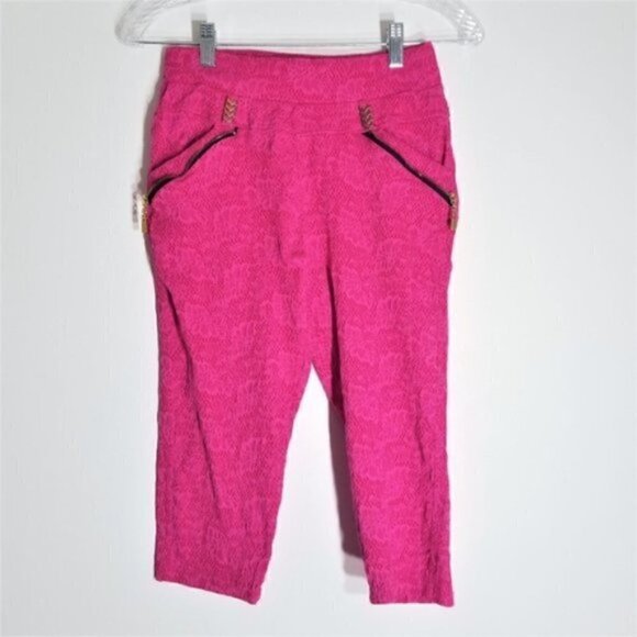 4/$25 Heliae Pink Lace Cropped Stretch Pants - Picture 1 of 5